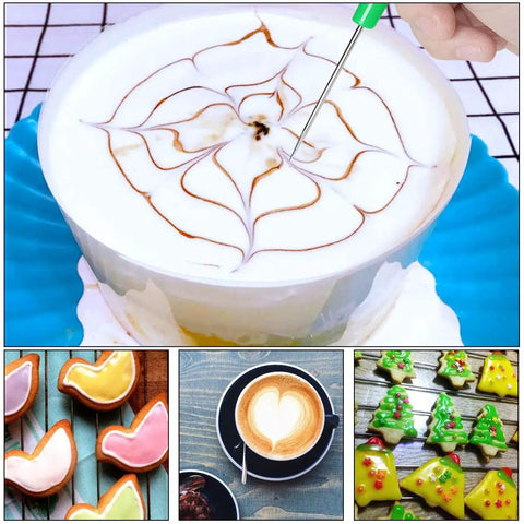 12 Pc Baking Scriber Pens That Nail The Cookie Decor Game With Rust Proof Stainless Steel Cake Icing Needles creating designs on dessert.