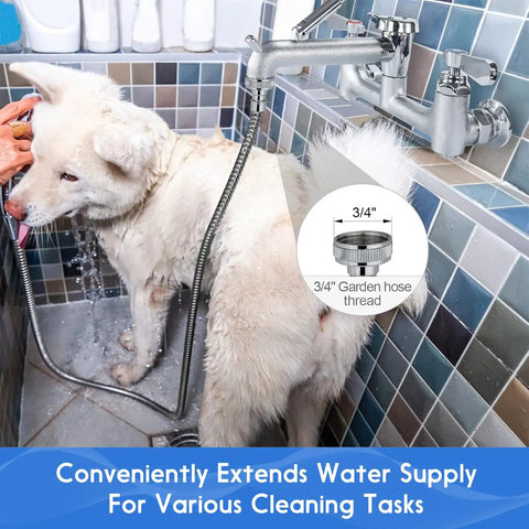 Commercial Mop Sink Faucet With Vacuum Breaker, Wall Mount 8 Inch Center Service Sink Faucet used to wash a dog in utility room