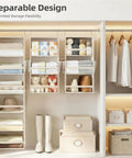 3 Tier Hanging Closet Organizer With Adjustable Detachable Shelves And Clear Window Panels For No Sweat Storage Socks Hats Gear Clean And Crisp Quick Grab Setup in a closet.