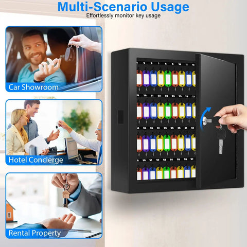 100 Key Lock Box With Anti Theft Safe Cabinet Beefy Steel Build Key Tags Wall Mount Key Organizer For Car Garage Home Office Rental Business Use Easy Secure Key Management