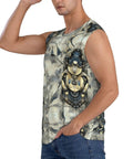 Beast Mode Mens Breathable Mesh Sleeveless Vest With Mechanical Insect Print Loose Fit Quick Drying Athletic Tank Top For Heavy Workouts Trail Runs And Daily Grind X Large worn by man