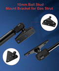 10mm Ball Stud Gas Strut Mounting Bracket Heavy Duty Kit with L and Flat Type Brackets for 10mm Connectors