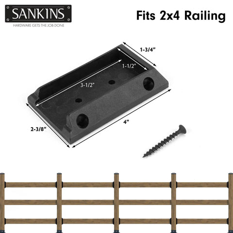 20 Pack Deck Railing Brackets For 2x4 Wood Rails Heavy Duty Black PP Plastic Mounting Brackets Railing Mount Built To Last Weather Resistant Outdoor Decks Easy Install And Secure Fit