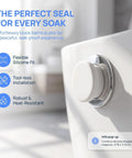 Close-up of the 5pcs Silicone Bathtub Jet Cover Plug for 30-31mm Round Holes installed, showcasing a smooth white silicone finish.