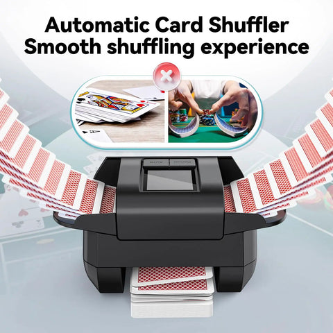 Kpaw Automatic Card Shuffler For Poker, motorized electric shuffle machine handling 1-2 decks for smooth casino game play.
