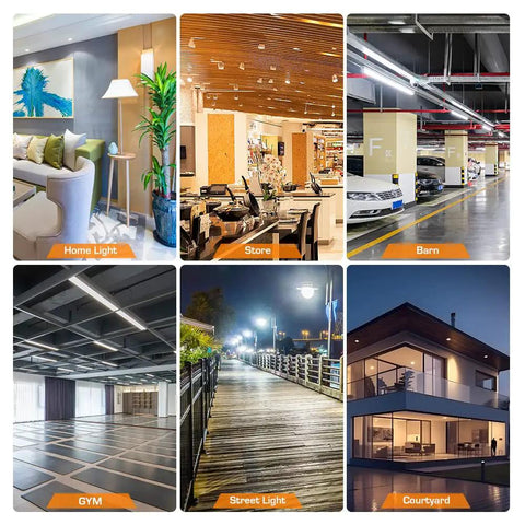 Six lighting applications for 1000W Equivalent LED Corn Light Bulbs 2 Pack 5000K Daylight White 100W LED per Bulb E26 E39 Base.