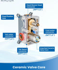 Wall Mount Tub Faucet With Waterfall Spout And Handheld Shower, Single Handle Tub Filler, Rough-In Valve, ceramic core