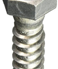 Close-up of a stainless steel hex lag screw from Stainless Steel Hex Lag Screws Half Inch By Two Inch Set 25 Pack.