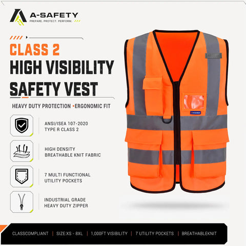 Big And Tall High Visibility Safety Vest Orange Reflective Construction Workwear Hella Roomy Loose Fit Polyester Machine Washable No Sweat Heavy Duty Outdoor Gear