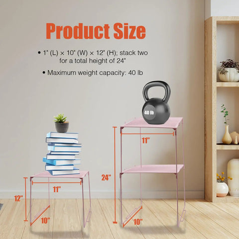 Heavy Duty Metal Mesh Organizer Shelf Stackable Locker Insert Fits Standard School Gym Lockers with dimensions and weight details.
