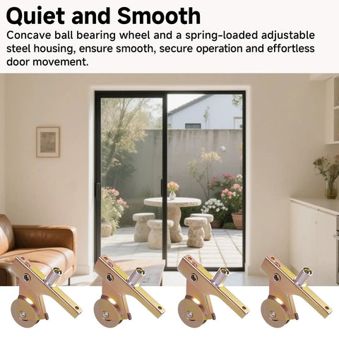 Pack Of Four Steel Sliding Screen Door Rollers Replacement Kit For Patio And Garage Doors Quick Swap Gliding Wheels in interior setting