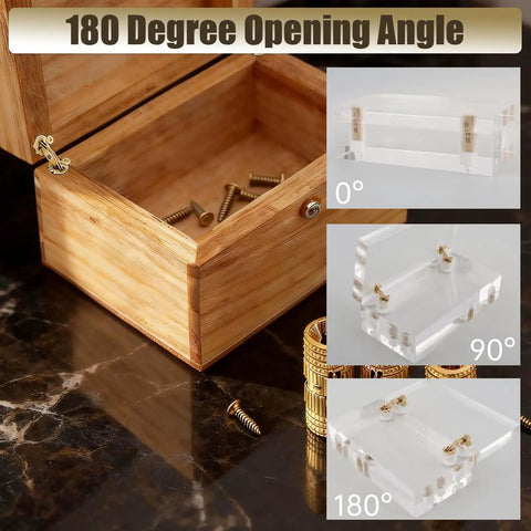 Eight Pieces 8mm Hidden Brass Barrel Hinges for Cabinets with 180 Degree Opening Angle