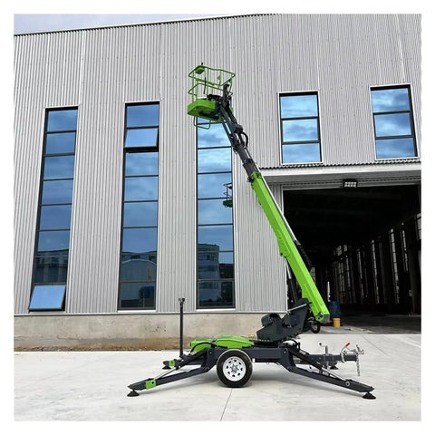 Trailer Mounted Articulating Telescopic Boom Lift Cherry Picker Spider Aerial Work Platform Towable Job Site Heavy Duty Steel Rig With Overload Protection Ready To Roll Built Like A Tank Tough Enough For Any Grind And Smooth Sailing Through The Day