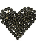 Top Shelf 100 Piece Set Of Antique Bronze Upholstery Nails And Decorative Furniture Tacks in heart shape layout.