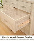 Open wooden drawer showing Two Pack Wood Drawer Slides for Kitchen and Furniture, Beech Wood Center Guide Track With Metal Bracket Support