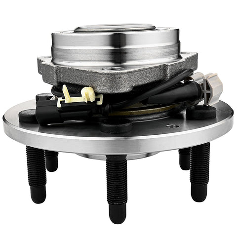 4WD Front Wheel Hub Assembly Fits 2015-2020 Chevy Suburban Tahoe And 2014-2018 Chevrolet Silverado 1500 GMC Sierra 1500 Yukon Yukon XL Cadillac Escalade XTS Wheel Hub Replacement, side view with ABS sensor and 6-bolt pattern