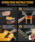 Cordless Rivet Nut Gun For 20V Max Batteries Tool Only operation instructions in four steps with Auto Mode and Memory Mode