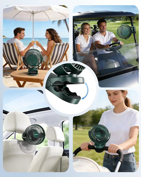 Camping Fan With Remote Control And 12000mAh Battery LED Light Hanging Hook Rechargeable Battery Operated Tent RV Fan