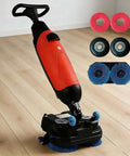 Cordless 18 Inch Walk Behind Floor Scrubber With Dual Brushes, 120 Minute Battery Power, 360 Degree Rotating Head, Red Beast