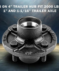 Four Lug Trailer Hub Kit For 2000 Lb Axles Fits One Inch And One Sixteenth Inch Spindles Carbon Steel With L44643 Bearings