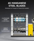 Close-up of 180W Automatic Wire Stripper Machine with five steel blades for scrap wire stripping.