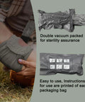 6 Inch Emergency Trauma Bandage 4 Pack For Bleeding Control showing vacuum-sealed package and usage instructions on bag