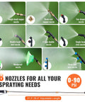 Image of 8 nozzles and a wand for Battery Powered Backpack Sprayer With 90 PSI Adjustable Pressure 4 Gallon Tank Includes 8 Nozzles And 2 Wands 12V 8Ah Battery Wide Mouth Lid A Real Yard Workhorse For Weeding Spraying And Cleaning