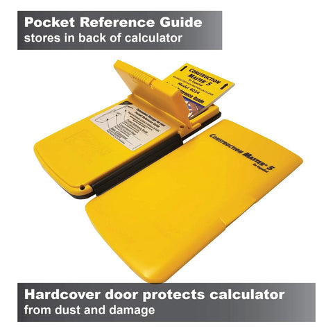 Spanish Display Construction Master 5 Foot Inch Fraction Calculator pocket guide in yellow hardcover