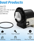 Washer drain pump motor, front view; black housing, white impeller, includes O-ring for Kenmore/LG washers