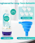 Leak Resistant Refillable Bottle For Swiffer Power Mop 720 ML No Fuss Fit Grab And Go Spill Proof Refills Easy To Use Cuts Down Refills Durable BPA Free Container For Cleaner Mopping. 720ml HPDE bottle with silicone funnel and mats