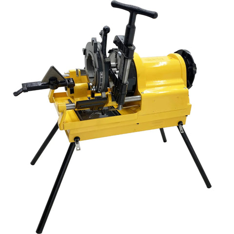 Pro Grade Heavy Hitter 1/2 To 4 Inch 220V Electric Pipe Threader 750W 3 In 1 Power Cutter displayed on a stable stand.