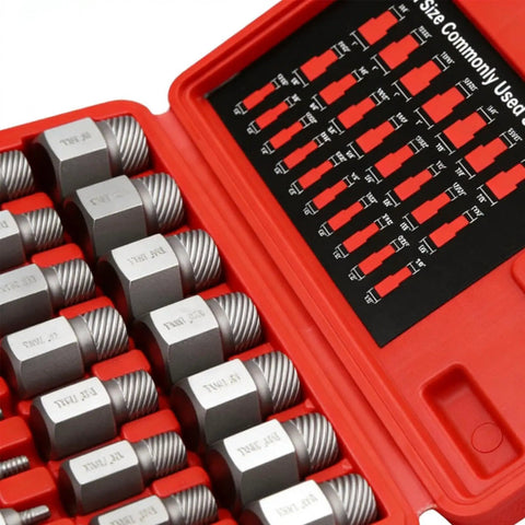Heavy Duty Bolt Extractor Kit For Damaged Fasteners Stripped Or Broken Screws And Studs 25 Piece Bolt Extractor Socket Set open case