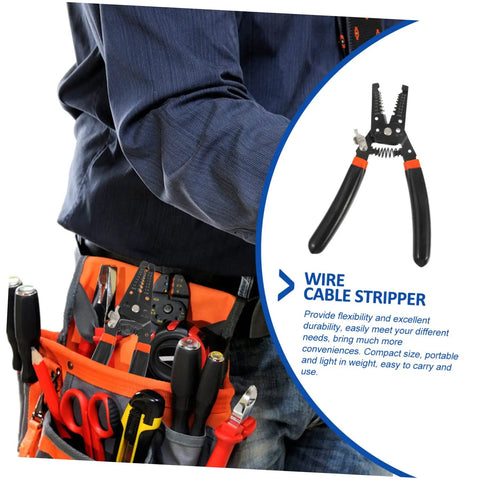 Slick Electrical Wire Stripper And Cable Cutter Pliers With Quick Grip Handles For Awg Cords in tool belt, compact size and lightweight.