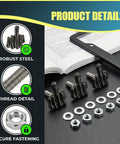 Heavy Duty Finger Style License Plate Screws 4 Pack Rust Resistant Steel Bolts For Cars Trucks And Motorcycles Matte Black Hardware with washers and nuts.