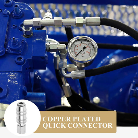 Heavy Duty Workhorse Stainless Steel Air Hose Coupler Quick Connect Pneumatic Fitting on pressure gauge equipment.