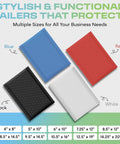 Blue, red, black, and white padded mailers in various sizes, including White 6x10 Inch Poly Bubble Mailers With Easy Seal Padded Envelopes