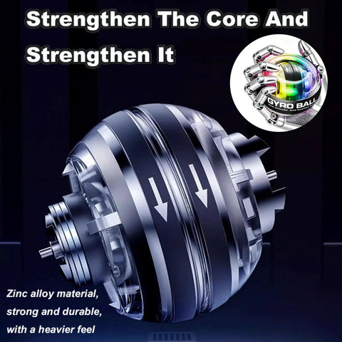 Wrist Gyro Ball Exerciser With LED Lights, Torque Ball For Forearm Strength And Rehab, Easy Start Spin For Desk Fitness, Hand Grip Training For Sports And Injury Recovery, Includes Sleeve, Safety Rope, And Gift Box; zinc alloy