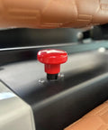 Close-up of the red one-click start button on a White 6 Passenger 4+2 Seater Electric Golf Cart With 48V 150Ah Lithium Battery.