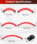 Get Ready To Craft Knockout Pieces With This Nifty Five Piece Router Corner Radius Template Set Featuring Smooth As Silk Curved Edges Perfect For Woodworking Projects And Dead On Cabinet Precision, showcasing five red curved templates with sizes.