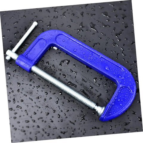 Heavy Duty 4 Inch G Clamp And C Clamp For Woodworking With Quick Release Desk Mount in blue steel on wet surface