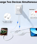 20W USB C Fast Charger Wall Block With 6 Ft Type C To USB C Cable For iPhone 17 16 15 Pro Max Air And iPad Pro Mini Universal PD 3.0 Fast Charging Up To Fifty Seven Percent In Thirty Minutes charging two devices simultaneously