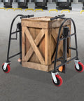 Heavy Duty Furniture Dollies With Tough Steel Core Rollers 1300 Lbs Capacity Machinery Movers carrying a wooden crate.