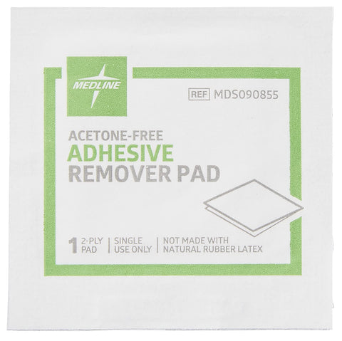 Acetone Free 2 Ply Adhesive Remover Pads Box Of 100 For Gentle Skin Safe Adhesive Removal In Hospitals Clinics And Home Use A Reliable Medical Cleaning Solution For No Fuss Pain Free Tape And Bandage Removal package label