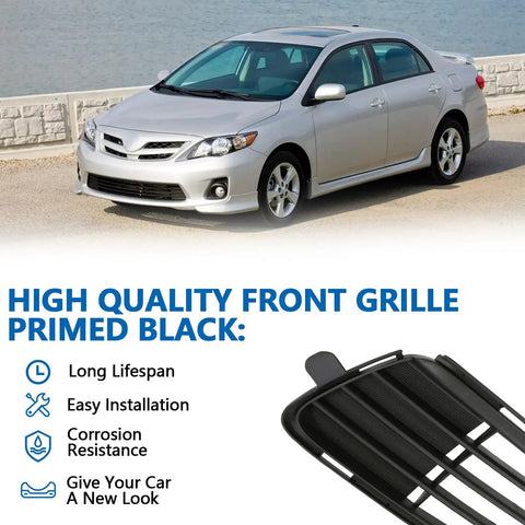 Front Bumper Lower Grille for 2011 2012 2013 Toyota Corolla, Direct Replacement, Primed Black ABS Plastic, Easy Installation