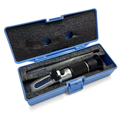 3-In-1 Honey Refractometer for Beekeepers With Brix, Moisture and Baume Readings, Factory Calibrated and Ready Out of the Box, Fast Accurate Measurements, No Guesswork, Portable ATC Kit With Glycerin Calibration to 78.8 Percent in blue case