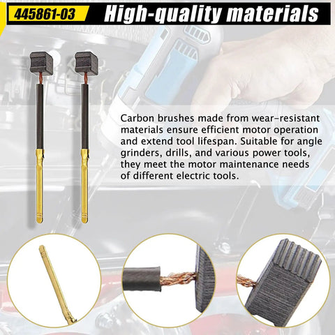 Hella Durable Job Site Essential Eight Pack Replacement Electric Motor Carbon Brushes Part Numbers 445861 03 And 445861 25 with connectors.