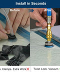 BrenixCraft vacuum bagging connector with twist-lock port; aluminum body, brass fittings, blue hose, installed