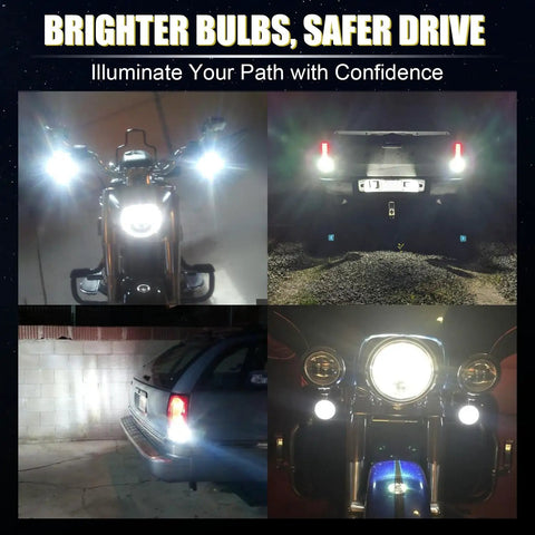 Premium 3157 Led Light Bulbs White Super Bright Tail Brake Reverse And Turn Signal Pair Plug And Play on motorcycle and vehicle.