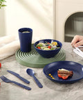 Camping Mess Kit For Two With Plates, Bowls, Cups, Utensils, And Carry Bag And Plastic Camping Essentials, set on table