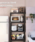 Rock Solid Plastic Storage Shelves 4 Tier Heavy Duty Shelving Unit With 264 LB Capacity holding kitchen appliances and dishes.